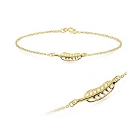 Skeleton Leaf Gold Plated Silver Anklet ANK-203-GP